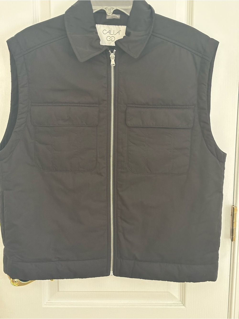 CALIA CO Black Quilted Sleeveless Zip-Up Vest